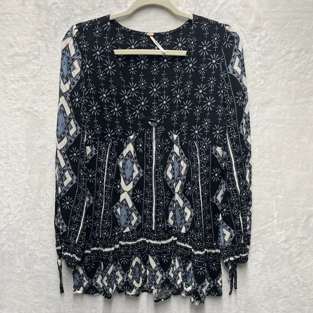 Free People‎ Down By The Bay Tunic Top Womens XS Mini Dress Boho Peasant Fairy